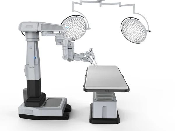 Sala Cirurgia Renderização Com Máquina Cirurgia Robótica Backgroun Branco — Fotografia de Stock