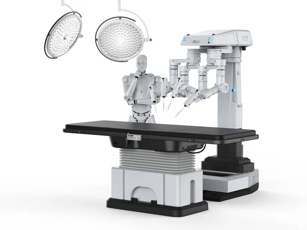 Rendering Ρομπότ Χειρουργική Μηχάνημα Cyborg Και Άδειο — Φωτογραφία Αρχείου