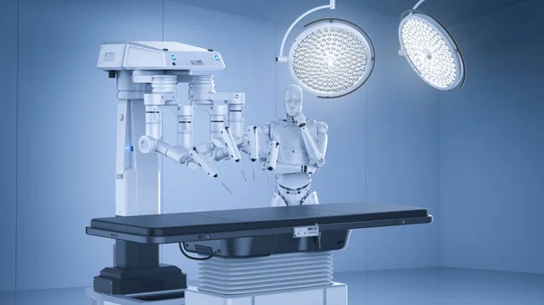 Machine Chirurgie Robot Rendu Avec Cyborg Vide Être — Photo