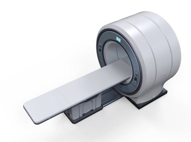 3D render MRI tarama makine ya da manyetik rezonans görüntüleme tarama aygıtı üzerinde beyaz adam