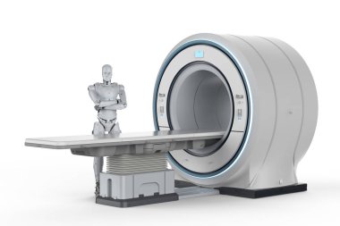 3D render MRI tarama AI robo tarafından kontrollü makine