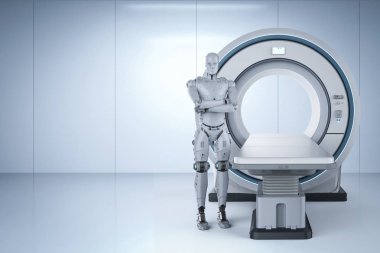 3D render MRI tarama AI robo tarafından kontrollü makine
