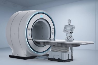 3D render MRI tarama AI robo tarafından kontrollü makine