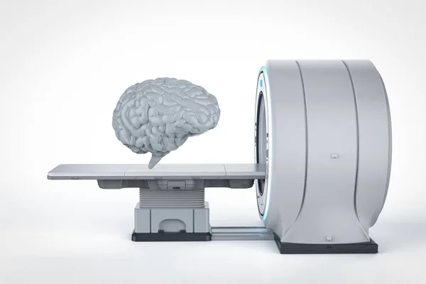 Renderizado Cerebro Humano Con Maquina Escaneo Resonancia Magnética — Foto de Stock