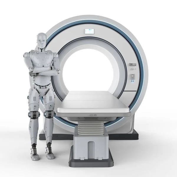 Rendering Mri Scan Machine Controlled Robo — Stock Photo, Image