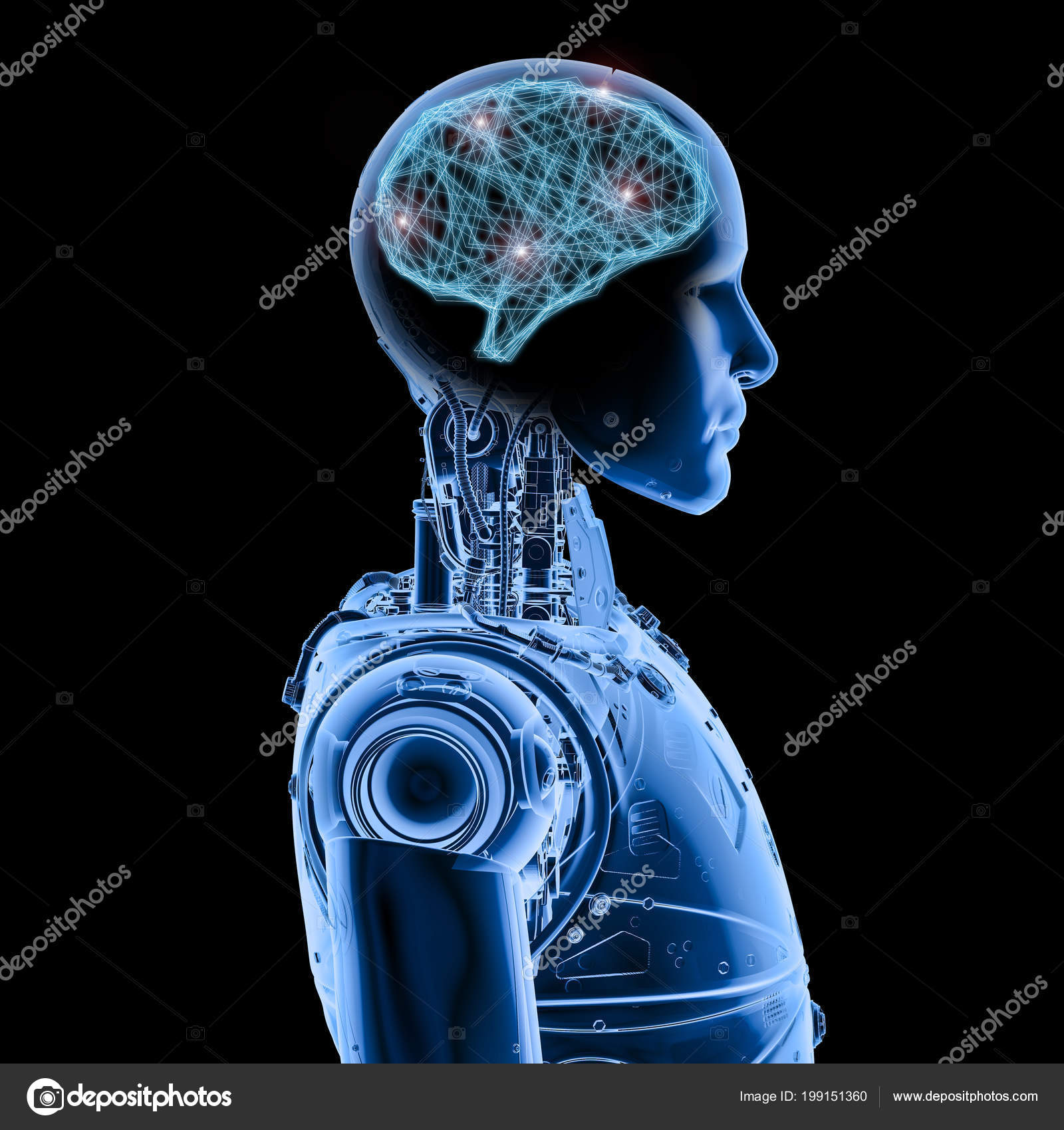 Rendering Ray Robot Brain Technology — Stock Photo © phonlamai 199151360
