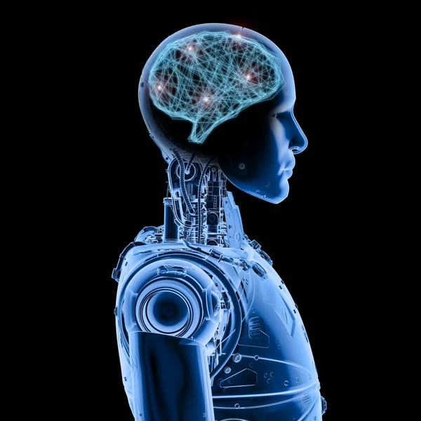 Rendering Ray Robot Brain Technology — Stock Photo, Image