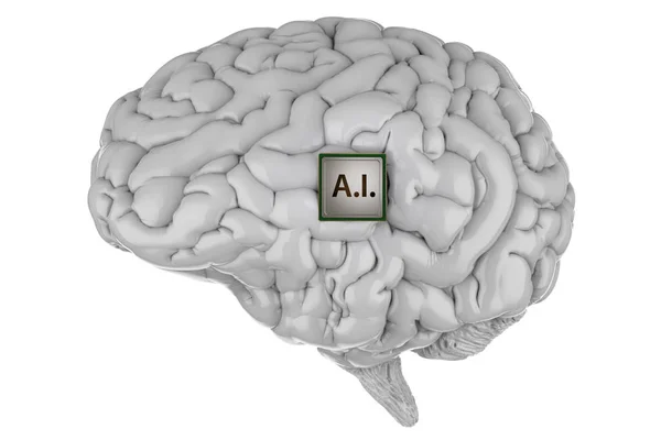 Rendu Cpu Avec Cerveau Isolé Sur Blanc — Photo