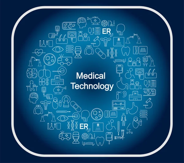 Dairesel Şekil Vektör Çizim Tıbbi Teknoloji Kavramı Tıbbi Simgeleri — Stok Vektör