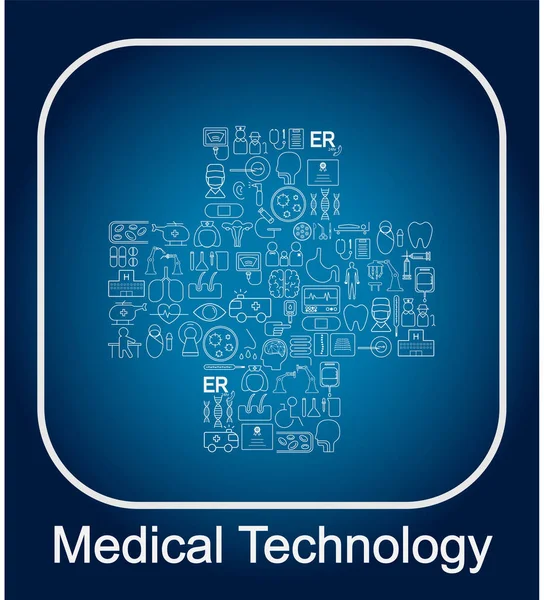 Medicinsk Teknik Begreppet Medicinsk Ikoner Cross Form Vektorillustration — Stock vektor