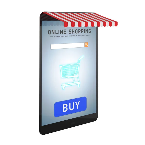 Renderização Digital Tablet Interface Exibição Para Compras Line — Fotografia de Stock