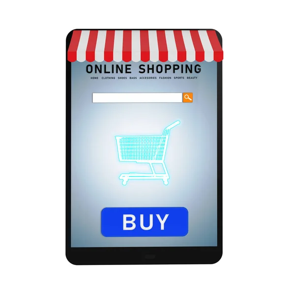 Vykreslování Digitální Tablet Displej Rozhraní Pro Online Nakupování — Stock fotografie