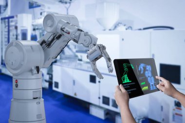 Teknisyen kontrol 3d render robot kolu faktörü