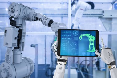 3d render robot tablet faktörü ile çalışma