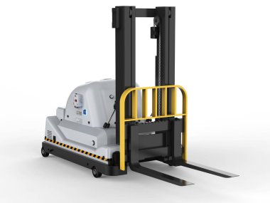Beyaz arka plan üzerinde 3D render otomatik forklift