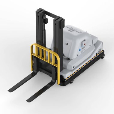 Beyaz arka plan üzerinde 3D render otomatik forklift