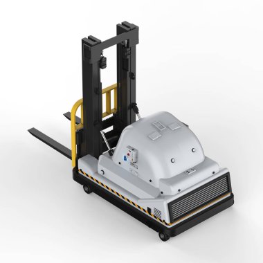 Beyaz arka plan üzerinde 3D render otomatik forklift