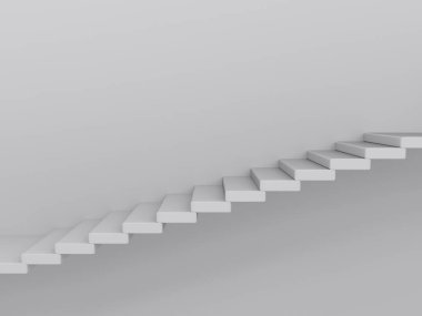 3D render boş merdiven ile çimento duvar 