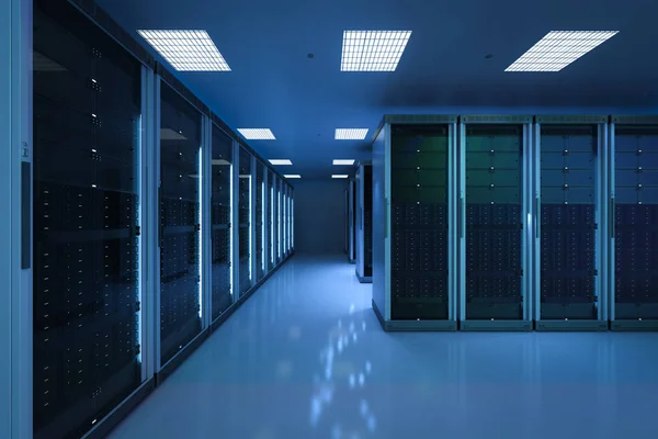 Rendering Server Room Data Center — Stock Photo, Image