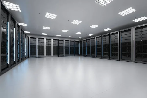 Sala Servidor Renderização Data Center — Fotografia de Stock