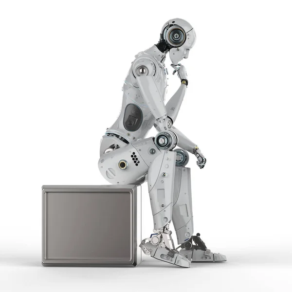 Renderização Robô Pensar Computar — Fotografia de Stock