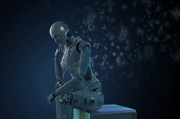 Rendering Robot Lärande Eller Machine Learning Med Alfabet — Stockfoto
