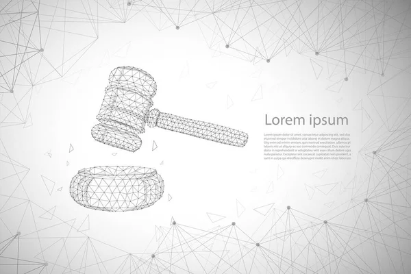 Concept Droit Avec Illustration Vectorielle Juge Gavel Polygonale — Image vectorielle