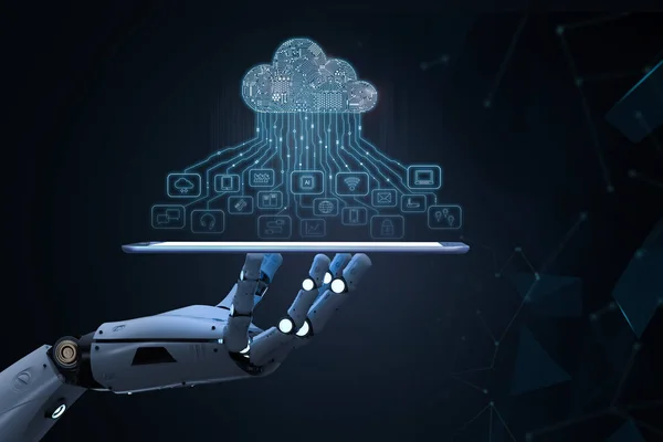 Rendering Robot Cloud Computing Technology Icons — Stock Photo, Image