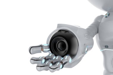 3D render robot el Beyaz arka plan üzerine açık