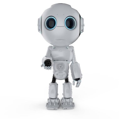 3D render güzel yapay zeka robot el açmak