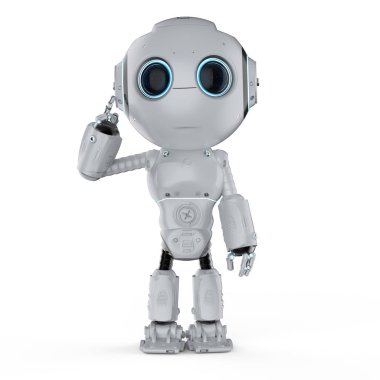 3D render güzel yapay zeka robot düşünün veya analiz