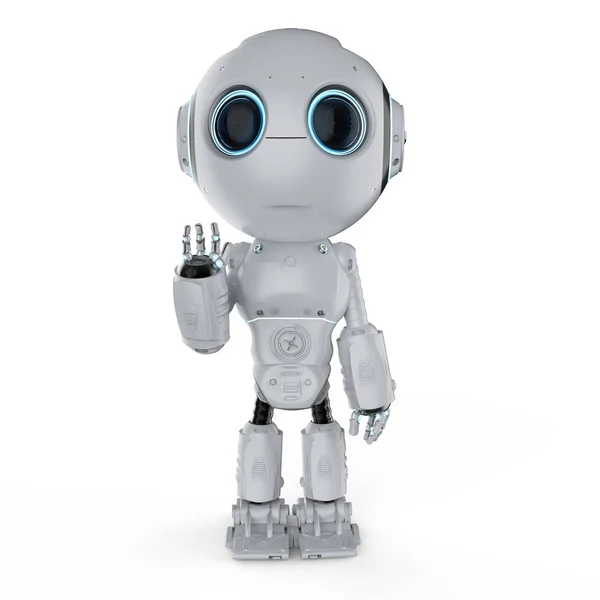 Rendering Niedliche Künstliche Intelligenz Roboter Mit Cartoon Figur Hand Nach — Stockfoto