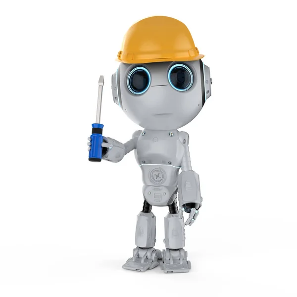 Рендеринг Милый Робот Искусственного Интеллекта Характером Инженера — стоковое фото
