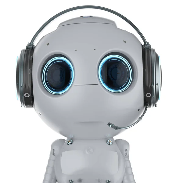 Renderelés Mini Robot Kopás Fülhallgató Fehér Háttér — Stock Fotó