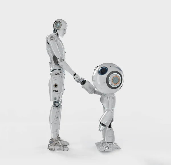 Rendering Mini Robot Hand Shake Another Robot — Stock Photo, Image