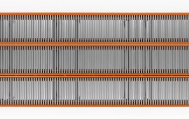 3D render boş konveyör hattı üstten görünüm