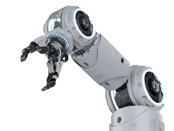 Rendering White Robotic Arm White Background — Stock Photo, Image