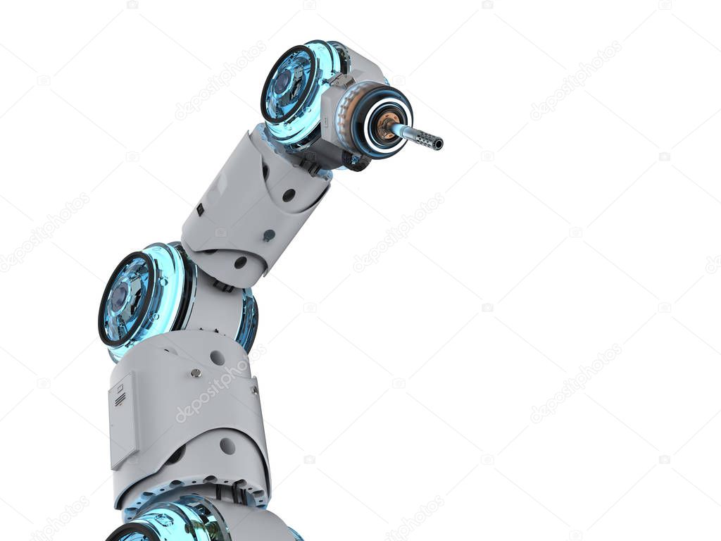 3d rendering welder robotic arm on white background