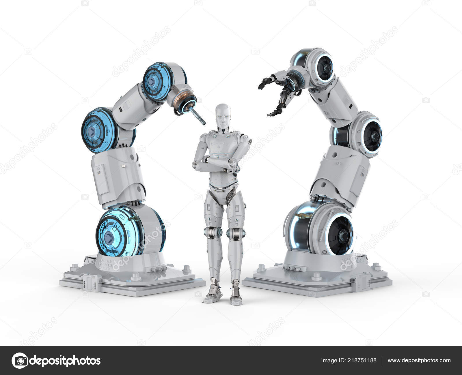 Automation Industry Concept Rendering Robot Arms Cyborg Photo by ©phonlamai
