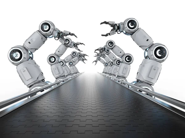 Automatizace Průmyslu Koncept Vykreslování Robota Montážní Lince Továrně — Stock fotografie