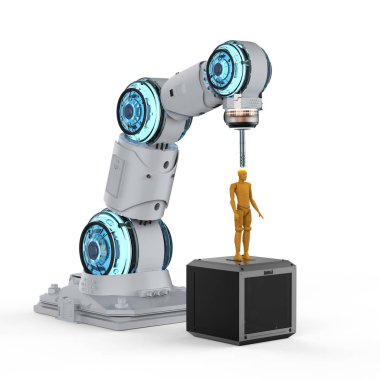 3D render 3d yazıcı yazdırma insan figürü beyaz arka plan üzerinde