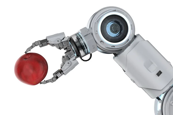 Agriculture Technology Concept Rendering Robot Arm Harvest Red Appl — Stock Photo, Image