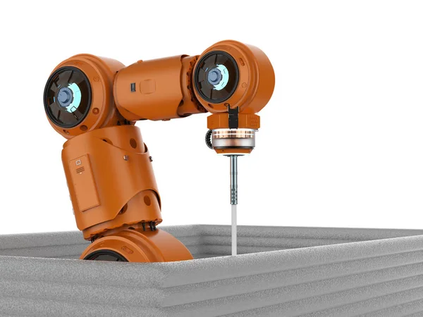 Concetto Tecnologia Costruzione Con Rendering Robot Saldatore Costruire Casa — Foto Stock