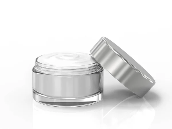 Rendering Cosmetic Cream Open Pot — Stock Photo, Image