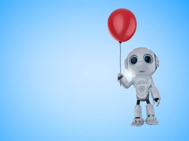 3D görüntüleme robotu kırmızı balon ile dost canlısı teknoloji kavramı