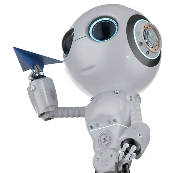 Redare Mini Robot Plan Hârtie Albastră — Fotografie, imagine de stoc