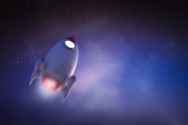3D render uzay mekiği uzayda yıldızlı gökyüzü ile