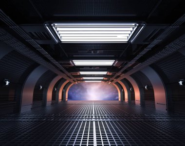 3D render uzay mekiği iç 