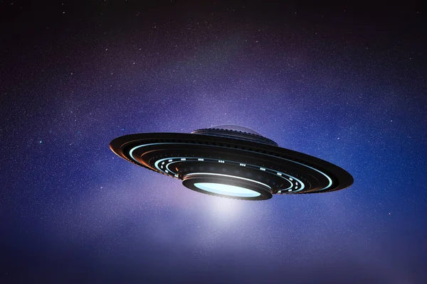レンダリング金属 Ufo やエイリアンの宇宙船スペース — ストック写真