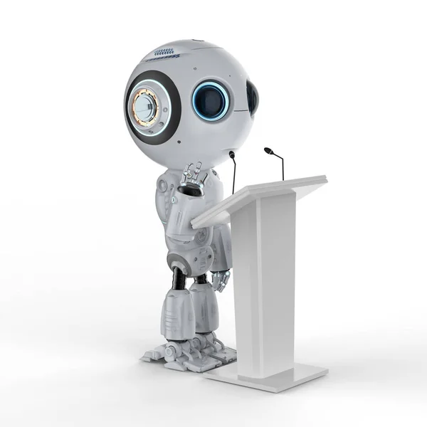 Rendering Robotic Public Speaker Speaking Podium — Stock Photo, Image